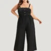 Striped Patchwork Pocket Button Detail Shirred Cami Jumpsuit -Bloomchic Shop 942129554 fc