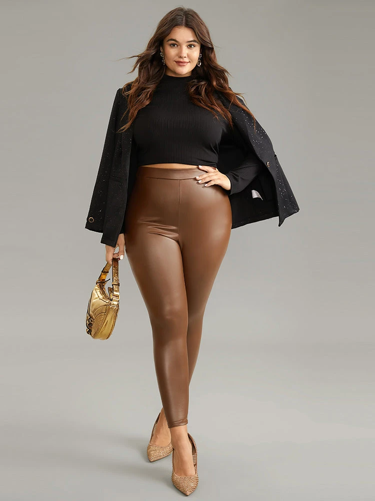 PU Leather Elastic Waist Leggings 5 PU Leather Elastic Waist Leggings - Image 3