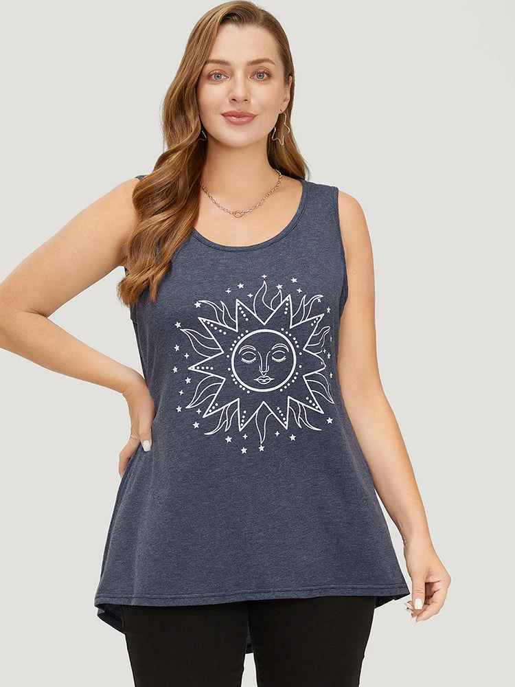 Sun Print High Low Hem Tank Top 5 Sun Print High Low Hem Tank Top - Image 3