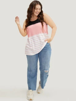 Striped Contrast Crew Neck Tank Top -Bloomchic Shop 94397795 ug 7676b75d 91ed 4ab4 84be d2dbcbf85401