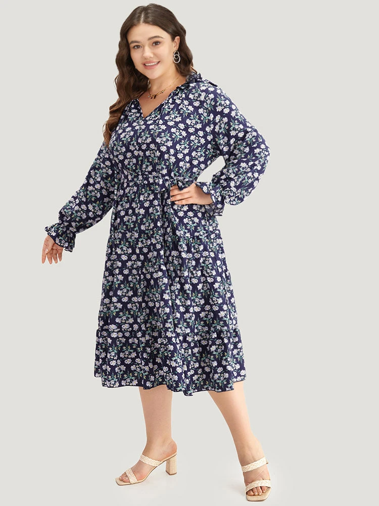 Ditsy Floral Pocket Tie Neck Frill Trim Dress 5 Ditsy Floral Pocket Tie Neck Frill Trim Dress - Image 3