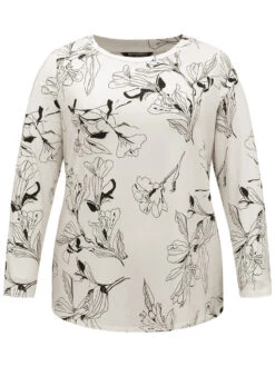 Crew Neck Silhouette Floral Print Basic T-shirt 13 Crew Neck Silhouette Floral Print Basic T-shirt -Bloomchic Shop 945369884 pe