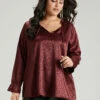 Solid Knot Neck Frill Trim Flutter Sleeve Blouse -Bloomchic Shop 946684490 ui