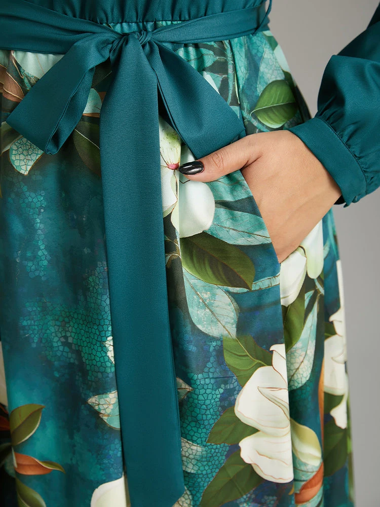 Floral Print Patchwork Bleted Pocket Dress 8 Floral Print Patchwork Bleted Pocket Dress - Image 6