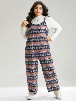Snowflake Graphic Pocket Overall Cami Jumpsuit -Bloomchic Shop 949044491 pg