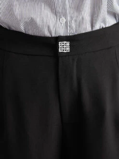 Plain Metal Detail Pocket Wide Leg Pants -Bloomchic Shop 949393854 nh