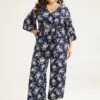 Floral Print Bell Sleeve Pocket Belted Jumpsuit -Bloomchic Shop 951279992 fy