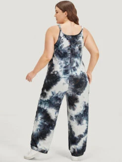 Tie Dye Pocket Patchwork Cami Jumpsuit -Bloomchic Shop 952461791 cx
