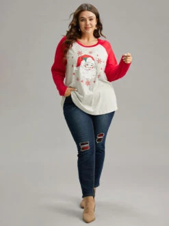 Christmas Graphic Contrast Raglan Sleeve T-shirt 17 Christmas Graphic Contrast Raglan Sleeve T-shirt -Bloomchic Shop 952708427 pl