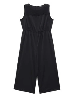 Solid Lace Mesh Pocket Sleeveless Jumpsuit -Bloomchic Shop 952763561 ie