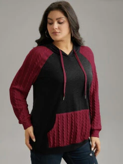 Contrast Cable Knit Pocket Hooded Drawstring Sweatshirt -Bloomchic Shop 952800335 pv efe30a7f 7f69 42e7 97d0 85ef2a960f43