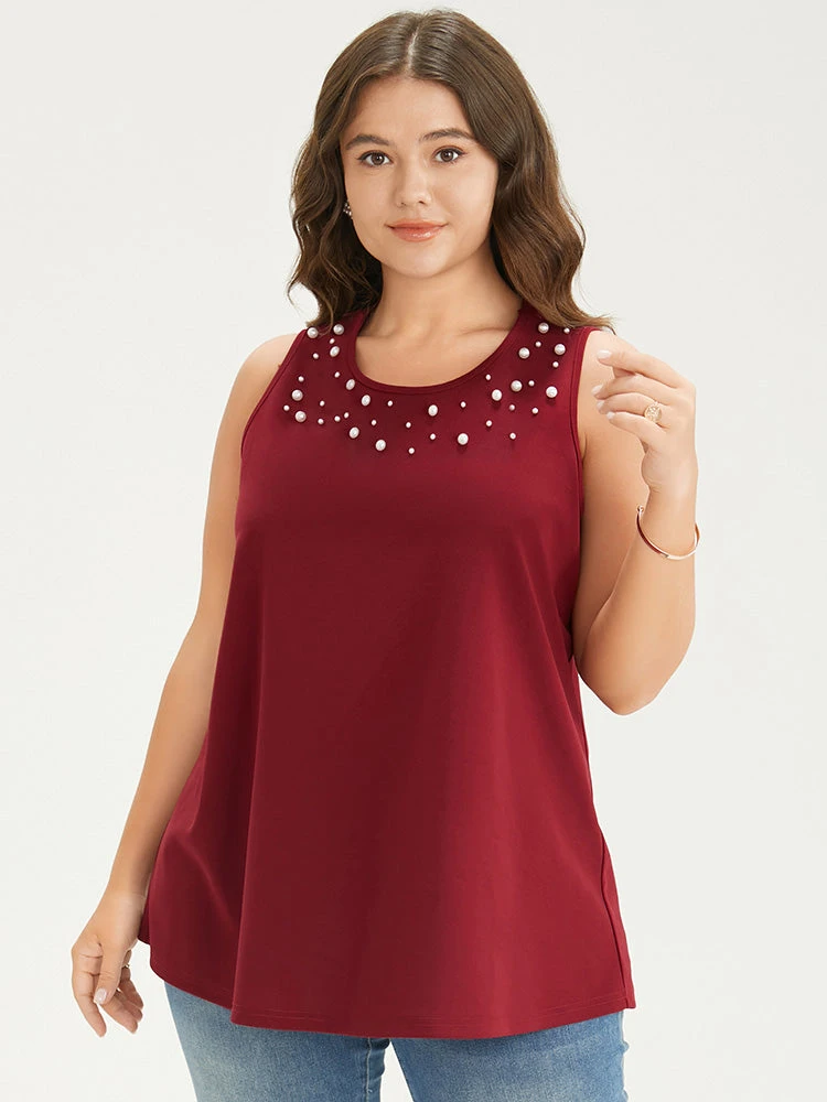 Solid Pearl Beaded Tank Top 6 Solid Pearl Beaded Tank Top - Image 4