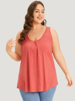 Plain Pleated Crew Neck Tank Top -Bloomchic Shop 95672400 gp e3038657 378c 494d bac3 57953b2649ea