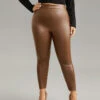 PU Leather Elastic Waist Leggings -Bloomchic Shop 958751229 kg