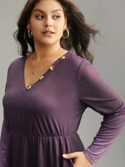 Tie Dye Button Detail Pocket Elastic Waist Dress -Bloomchic Shop 958763327 sm