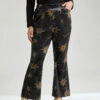 Star Elastic Waist Velvet High Rise Bootcut Pants -Bloomchic Shop 961725614 wt