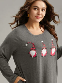 Santa Claus Print Long Sleeve T-shirt -Bloomchic Shop 96383483 qb bdae0f8f 1f8e 4999 b5c9 7331bbe78052