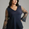 Floral Crochet Lace Mesh Bell Sleeve T-shirt -Bloomchic Shop 966199882 iq