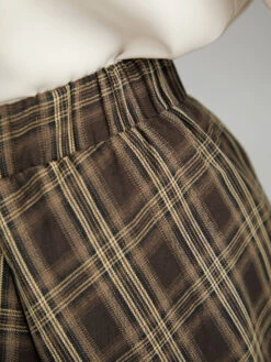 Plaid Print Pocket Elastic Waist Skirt -Bloomchic Shop 966264325 ds