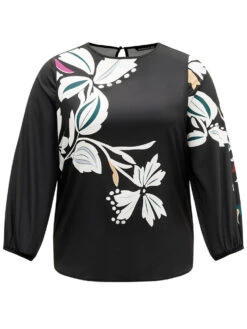 Floral Print Cut Out Lantern Sleeve Blouse 19 Floral Print Cut Out Lantern Sleeve Blouse -Bloomchic Shop 96661783 ps