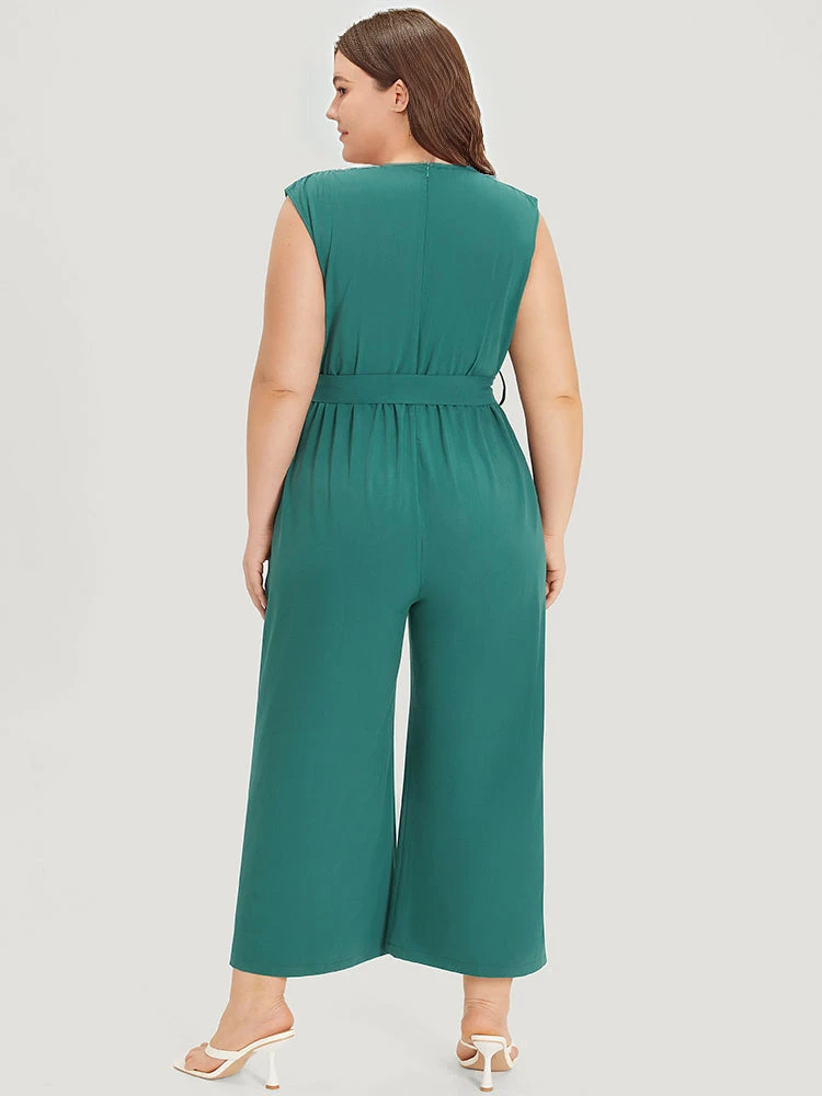 Supersoft Essentials Plain Surplice Neck Belted Jumpsuit 4 Supersoft Essentials Plain Surplice Neck Belted Jumpsuit - Image 2