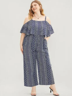 Striped Geometric Pocket Ruffles Cold Shoulder Jumpsuit -Bloomchic Shop 966952813 nf c535f9ea 572f 40fb 8aa9 6bb507706ab1