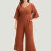 Plain Crisscross Plicated Detail Flutter Sleeve Jumpsuits -Bloomchic Shop 967004016 mx e660cc92 122a 4f01 8604 7cc19849c86d