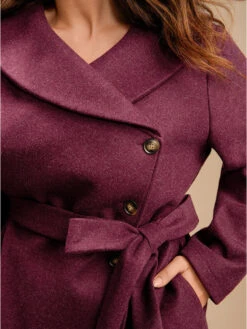 Solid Foldover Collar Pocket Asymmetrical Hem Belted Coat -Bloomchic Shop 967833412 yk 98f23148 0fe4 4088 b6bd 8d69bc394c03