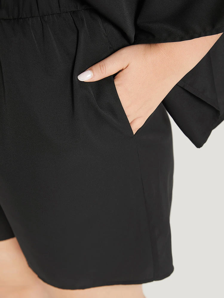 Plain Pocket Flounce Sleeve Elastic Waist Ties Jumpsuit 11 Plain Pocket Flounce Sleeve Elastic Waist Ties Jumpsuit - Image 9