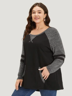 Striped Contrast Pocket Raglan Sleeve High Low Hem Sweatshirt 38 Striped Contrast Pocket Raglan Sleeve High Low Hem Sweatshirt -Bloomchic Shop 968272072 gj a2a503ef 31a8 44fb 8923 e53e41fd98e9