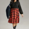 Plaid Patchwork Ruffle Hem Hooded Lantern Sleeve Dress -Bloomchic Shop 968966532 oz 32b4a310 5699 4718 98f2 7354b035e63f