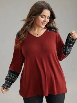 Bandana Print Patchwork Contrast T-shirt