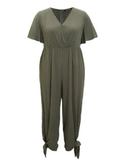 Plain Pocket Wrap Cut Out Knotted Hem Jumpsuit -Bloomchic Shop 970444962 oq 2357d088 0892 415a 8a5a 13cd7a32b0c1