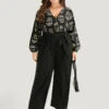Halloween Skull Print Pocket Elastic Waist Belted Jumpsuit -Bloomchic Shop 970713204 uo