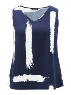 Brush Print V Neck Tank Top -Bloomchic Shop 971384740 ij