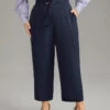 Plain Buckle Detail Bowknot Pocket Pants -Bloomchic Shop 971928071 et