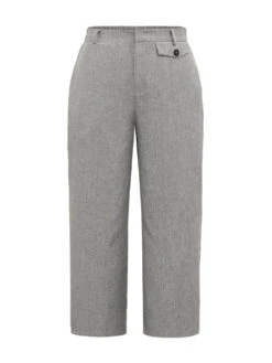 Heather Flap Detail Elastic Waist Wide Leg Pants -Bloomchic Shop 972597148 ub