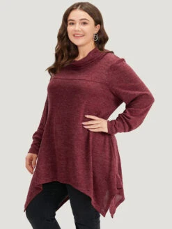 Solid Turtleneck Pocket Hanky Hem Sweatshirt -Bloomchic Shop 973876567 pl 8600e14b 21cc 4f59 8cb2 e828a027d546
