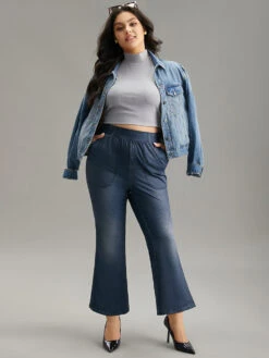 Denim Effect Prin Elastic Waist Flare Leg Leggings 13 Denim Effect Prin Elastic Waist Flare Leg Leggings -Bloomchic Shop 974551654 ha