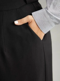 Plain Metal Detail Pocket Wide Leg Pants -Bloomchic Shop 974767639 gv