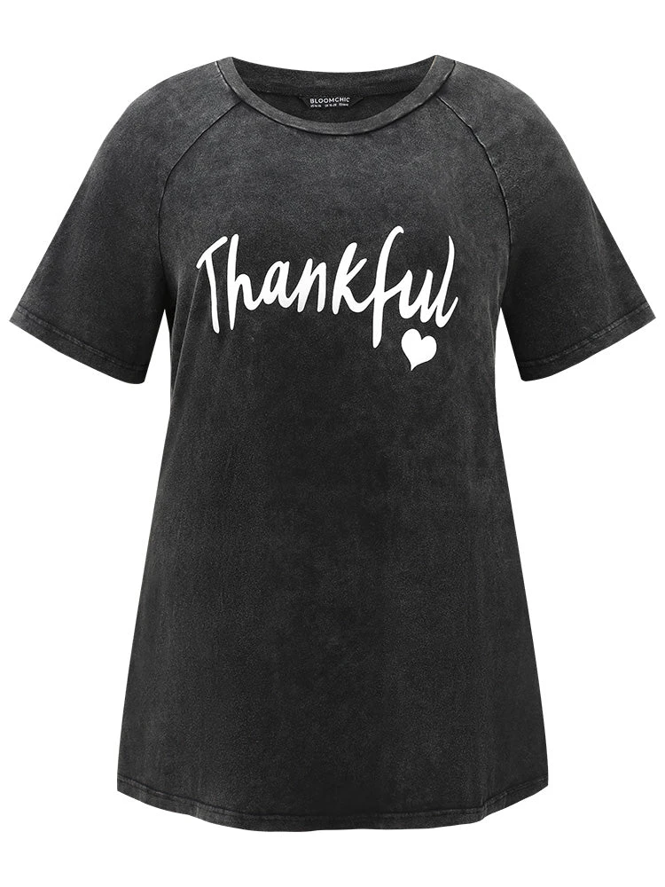 Vintage Letter Print Round Neck Raglan Sleeve T-shirt 8 Vintage Letter Print Round Neck Raglan Sleeve T-shirt - Image 6