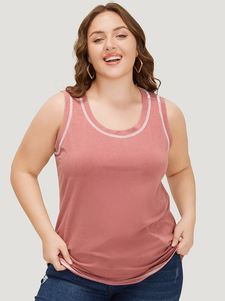 Solid Contrast Stitch Tank Top 3 Solid Contrast Stitch Tank Top