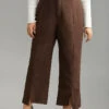 Corduroy Split Front Asymmetrical Hem Pants -Bloomchic Shop 979801005 sp