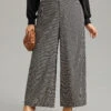 Houndstooth Elastic Waist Straight Leg Pants -Bloomchic Shop 981941947 sb