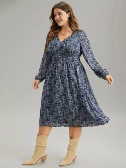 Boho Print Pocket Shirred Gathered Dress 13 Boho Print Pocket Shirred Gathered Dress -Bloomchic Shop 983104593 kd