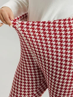 Christmas Houndstooth Elastic Waist High Rise Leggings -Bloomchic Shop 985689607 oi