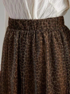 Leopard Elastic Waist Tiered Mesh Skirt -Bloomchic Shop 986674269 xs