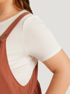 Solid Pocket Button Through Gathered Overall Jumpsuit -Bloomchic Shop 98746170 cy