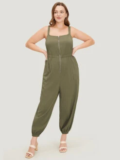 Solid Pocket Zip Up Cami Jumpsuit -Bloomchic Shop 987810922 ji