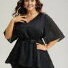 Solid Chiffon Belted High Low Hem Blouse -Bloomchic Shop 988487962 qt